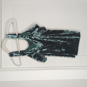 Topshop Velvet Emerald Green Cold Shoulder Top